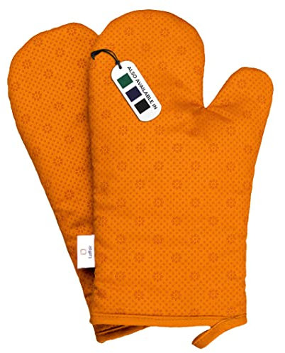 LAFFAIR Orange Oven Mitts Premium Non-Slip Orange Oven Gloves - Orange Oven Mitt Stylish & Versatile Orange Kitchen Accessories Oven Gloves Orange