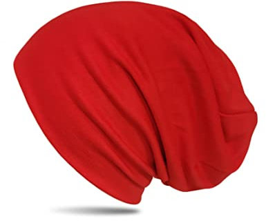 WANSSY® Damen Herren Unisex Uni Farbe Beanie Fashion schlicht ohne Muster Einheitshröße elastisch für M-XXL Kopfbedeckung Schutz vor der Sonne (Rot)