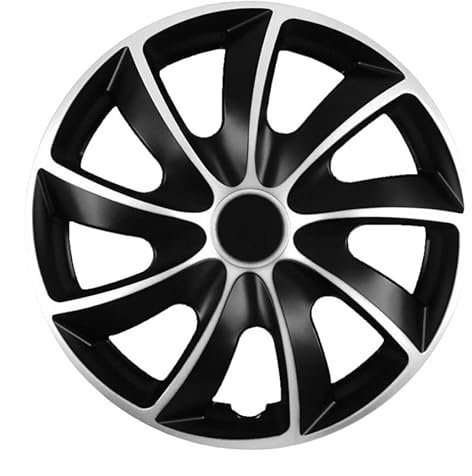 Radkappen Radzierblende 13 14 15 16 17 Zoll Quad Bicolor Silber Schwarz 2 Stück (16 Zoll)