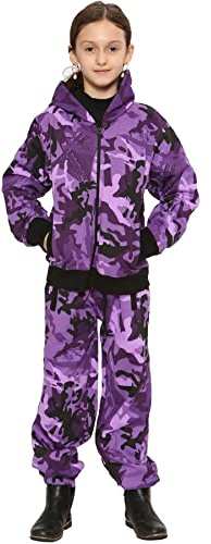 A2Z 4 Kids Boys Girls Tracksuit Set Plain & Camouflage Fleece - Plain Tracksuit Camo Purple 7-8