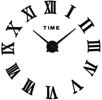 Comius Sharp Modern 3D Wanduhr Groß, DIY Rahmenlose Wanduhr Zum Aufkleben Clock, Geräuschlos Wandaufkleber Dekoration Geschenkidee für Küche Wohnzimmer Schlafzimmer Abnehmbarer (Schwarz 2)
