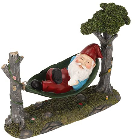 Niedliche Gartenzwerge-Dekorationen für Den Hof, Lustige Gartenzwerge Im Freien, die in Einer Hängematte Liegen, Zwerg-Gartendekoration, Harzstatue, Rasenornamente, Figuren für Baumstumpf, Zweig, Rase