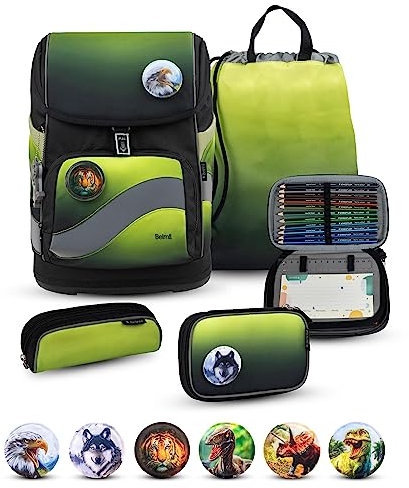 Belmil Smarty Plus Premium Schulranzen Set 405-51/P/S (Black Green)
