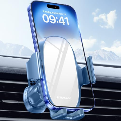 Miracase Handyhalterung Auto Handyhalter fürs Auto Lüftung Universale KFZ Smartphone Halter für iPhone 15 Pro Max/ 14/13/ 12/11/ SE/XS/XR/X/ 8/7/ Samsung/Huawei/Xiaomi usw Blau