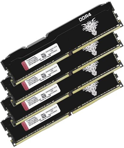 DDR4 3200MHz 64GB Kit (16GBx4) Desktop RAM PC4-25600 UDIMM Non-ECC Unbuffered 1.35V 288 Pin CL16 PC Computer Memory Upgrade Module Support XMP 2.0 Auto Overclocking (Black)