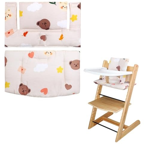 LLHQAMT For High Chair Cushion, Soft And Comfortable Baby Seat Cover With Cute Graphics, For Tripp Trapp Cushion Makes Baby Sitting Safer And More Comfortable (Cloudy Bear)