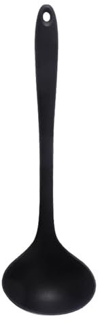 Louche à Soupe En Silicone, Louche De Cuisson En Silicone De 11,2 Pouces, Louche à Soupe Résistante à la Chaleur, Cuillère De Service De Soupe, Cuillère Antiadhésive Pour la Cuisine(Noir)