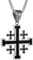 Flongo Herren Jerusalem Kreuz Kette: Edelstahl Halskette mit religiöser Anhänger schwarz silber Christlicher Kreuzritter Schmuck Tauf Amulett cross chain necklace Geschenk für Männer Damen Vater