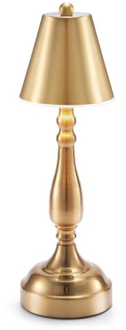 OCEST 5000mAh Akku Tischlampe Aufladbar,Kabellose Tischlampe Aufladbar Stufenlose Dimmbare 3 Farbmodi,Touch Outdoor Tischlampe Für Restaurant Esstisch Schlafzimmer Balkon Garten Camping Lampe,Brass