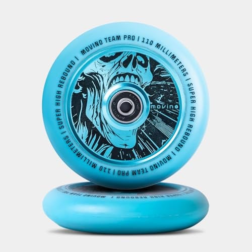 Movino Stunt Scooter Räder Rollen Ersatzräder Ersatzrollen 2 Stück 110 mm Aluminium Polyurethan Super High Rebound 100 kg Belastbar Full Core Skeleton Blau