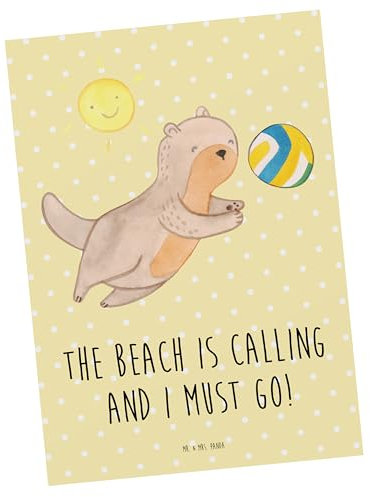 Mr. & Mrs. Panda Postkarte Sommer Meer Strand - Geschenk, Urlaubsstimmung, Strand ruft, Farben, Jahreszeiten, Designs, das Meer genießen, Abenteuer,