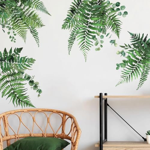 HPNIUB Grüne Blätter Wandtattoo,Modern Wandaufkleber Wohnzimmer,Grüne Pflanze Wandtattoo,Abnehmbar Hängende Rebe Wandbild,Frühling Wandsticker Aufkleber für Fenster Schlafzimmer Wanddeko (B, B)