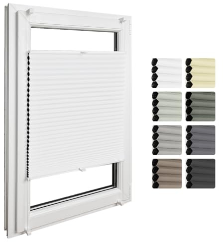 Home-Vision Premium Doppelplissee mit Klemmfix Weiß-Weiß B85 x H100cm | Wabenplissee ohne Bohren Modern Klemmfix Blickdicht Plissee Sonnenschutz Hitzeschutz Jalousie für Fenster Thermo
