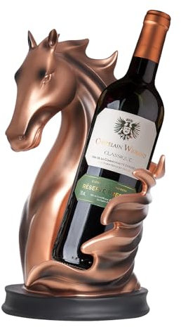 Alnemy Weinflaschenhalter Weinregale Tischplatte Pferdestatue als Zuhause Küche Weinkeller Dekorative Aufbewahrung,Pferdeskulptur Pferd Dekor Pferd Geschenke (Rot-Kupfer)