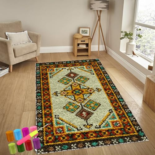 Knüpfteppich Zum Selber Knüpfen-Sets Groß Latch Hook Rug, Handarbeit Selbst Knüpfen Set, Vorgedrucktes Muster Leinwand Teppich Stickerei Handwerk Für Erwachsene Handarbeiten Diy Teppich 38 x 52 cm