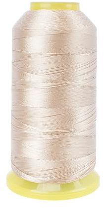 FOGAWA Hilo de coser de nailon adherido de 1200 metros, color beige, 210D/3, hilo de poliéster fuerte, hilos de tapicería para cuero, jeans, lona, tienda de campaña
