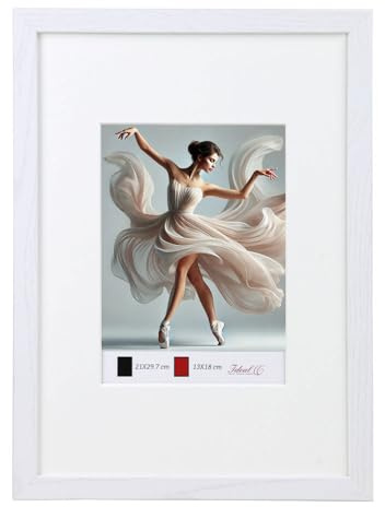 IDEAL TREND Holzbilderrahmen mit Passepartout Elegantes Design Foto Rahmen Collage Wanddeko HR-5 Poster: Farbe: Weiß | Format: 50x70