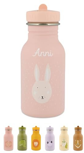 wunderwunsch Trinkflasche personalisiert für Kinder, Flasche personalisiert, Babyflasche, Kinder Trinkflasche, Trixie Trinkflasche mit individuellem Namen (Hase, 350ml)