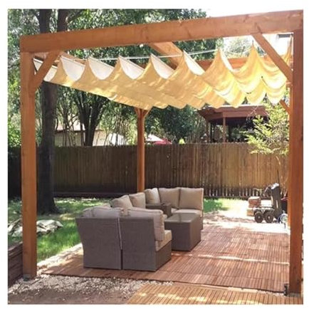 CVERTHAF Store ondulé, Voile d'ombrage rétractable sur Mesure, pergola, Respirant, filtrant la lumière, avec Rail Coulissant, Voile d'ombrage rétractable à Corde coulissante (l 1,3 x L 7 m/l 4,26 x