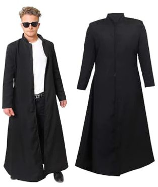 Adults Black Duster Jacket Fancy Dress Costume - Long Black Duster Jacket From Famous Action Movie - Perfect For Tv And Film Fancy Dress Costumes (Size: Standard)