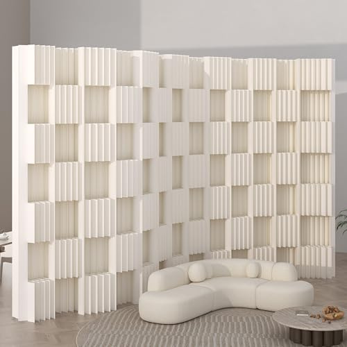 Paravent klappbar Raumteiler Flexibel Sichtschutz Room Divider Innen für Zuhause Büro Wohnzimmer, Weiß (B300 x H200 cm)