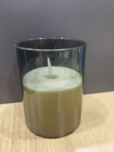 Koelaa Flackernde LED-Kerzen mit realistischer Flamme, 2er Set, Batteriebetrieben, mit Fernbedienung & Timer, Grau, Acryl - Kunst Kerzen für Party, Weihnachten, Hochzeit, Deko-7.5 x 10cm