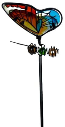CCUUHJ Metall Glasmalerei Schmetterling Gartenstecker Bunte Blumenstecker Dekorative Gartenpfähle Metall Blumen Garten Dekor Blumenpfähle für Garten Rasen Hof Outdoor Dekoration (Gelb)