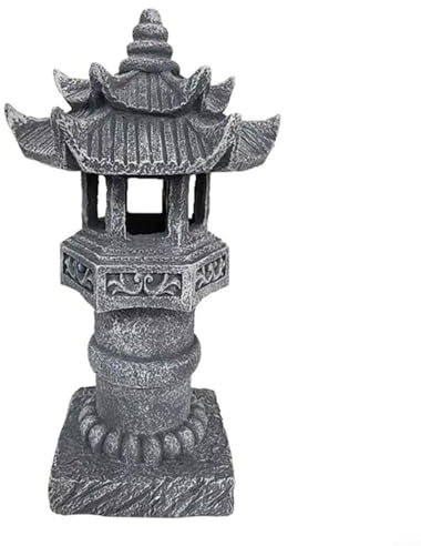 Lastdaytime Solar Garten Pagode Laterne Orientalische Zen Dekorative Licht Stein Strukturiert Außenlampe für Terrasse Weg