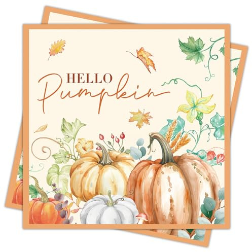 40stück Servietten Herbst Tischdeko Herbst Kürbis Servietten Thanksgiving Deko, Herbstservietten 33 X 33cm, Servietten Ernte Herbst Party Zubehör