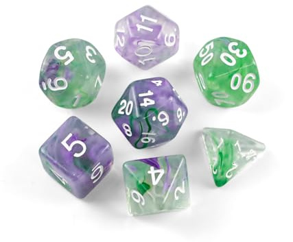 QUTHZZHY 7 Stück DND Dice, Polyedrische Würfel Set, Würfel Polyhedral | Würfelset für MTG, Dungeon and Dragons, Spielwürfel RPG Rollenspiele Tischspiele D&D D20 D12 D10 D8 D6 D4