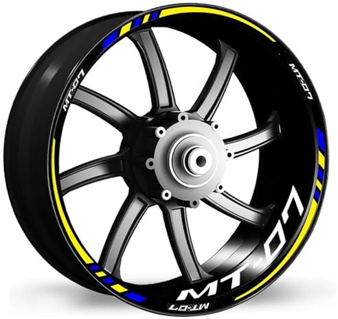Radnabenaufkleber Reflektierende Felgenaufkleber Für Yamaha MT-07 MT07 MT 07 – Komplettes Set Mit Nabenaufklebern Und Felgenstreifen Wasserdicht Motorrad Dekor Felgenaufkleber(Farbe 3)