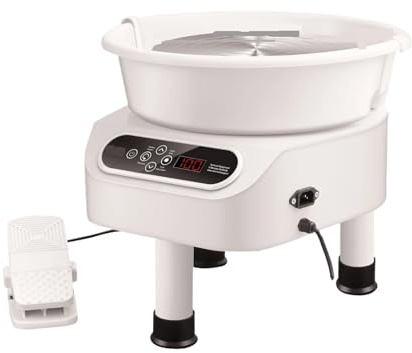 CCZRD Töpferscheibe 11 Zoll, Keramikformmaschine, Direktantrieb, 450 W, Elektrische Mit Fußpedal Dreht Sich Stabil Laufruhig(11in White 450W)