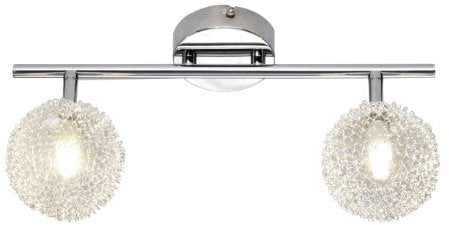 Reality Leuchten Halogen Spot in chrom, Glas mit Aludrahtgeflecht, 2 x G9, 28 W, Eco Leuchtmittel inklusive, Länge: 36.5 cm R81322106