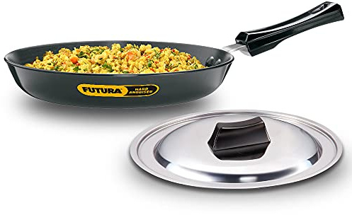 Futura 10 Hard Anodised Frying Pan with Lid, Medium, Black