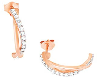 Amor Creolen 925 Sterling Silber Damen Ohrschmuck, mit Zirkonia synth., 2,3 cm, Roséfarben, Kommt in Schmuck Geschenk Box, 9201402