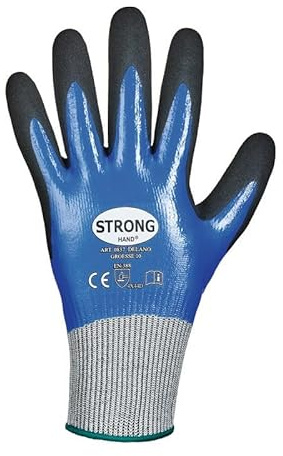 12 Paar Schnittschutzfaser/Nitril-Handschuhe Delano Level 5 Größe 9