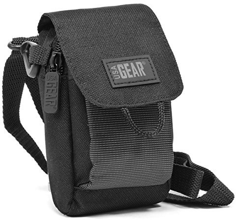 USA Gear Kameratasche kompatibel mit Nikon W300, Canon Powershot Elph 180, Sony W800, Panasonic FX50S und mehr - Kleine Digitalkameratasche mit Schultergurt, Gürtelschlaufe, Tasche für SD-Karte