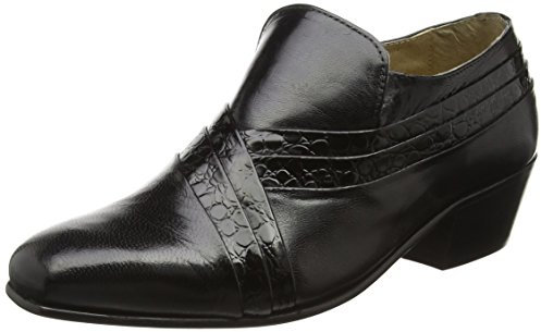 Montecatini Pablo Herren Kubanischer Absatz Reptilien Lederschuhe Schwarz, Schwarz/Weiß, 42 EU