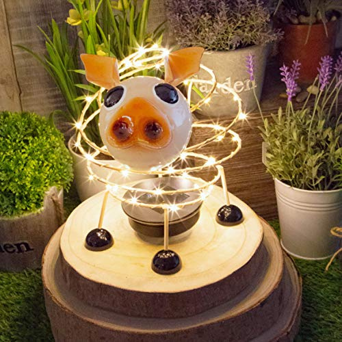 GardenKraft 14800 Solar Powered Light Up Pig Garden Feature / 62 Micro LED’s / 4D Moving Effect/Auto-On/Weatherproof, Medium