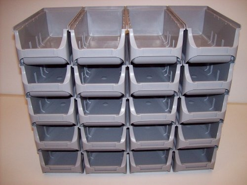 20 Stapelboxen, Lagerboxen, Sichtboxen, Gr. 2L grau 102(B)x215(L)x75(H)mm ProfiPlus