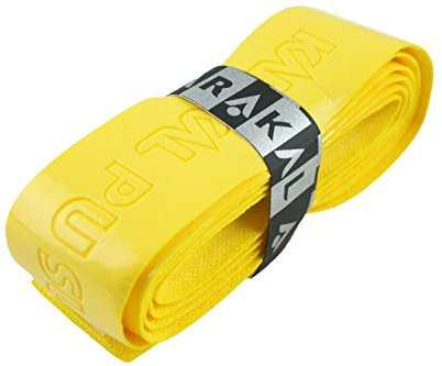 Karakal, Griffband / Griff-Tape, selbstklebend, für Badminton / Squash / Tennis / Hockey / Curling, Polyurethan, ausgezeichnete Griffigkeit, Schläger-Griff, gelb, 3 Grips