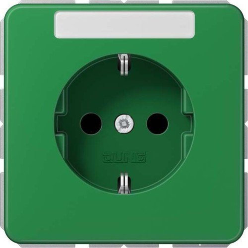 Jung 1520 BFNA GN Schuko Steckdose 16 A 250 V bruchsicher mit Schriftfeld 6 x 37 mm Serie CD grün, 250 V