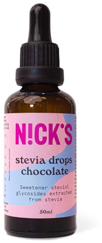 NICKS Stevia Drops Chocolate (50ml) Natural Sugar Free Zero Calorie Liquid Keto Sweetener Gluten Free Low Carb Sugar Substitute Alternative (Pack of 1)