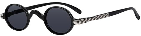 Eyekepper Small Oval Round Reading Sunglasses Vintage Mini Grey Tinted Lens Reader Eyeglasses for Men Women Reading Under The Sun with Spring Hinges Grey Frame +0.75
