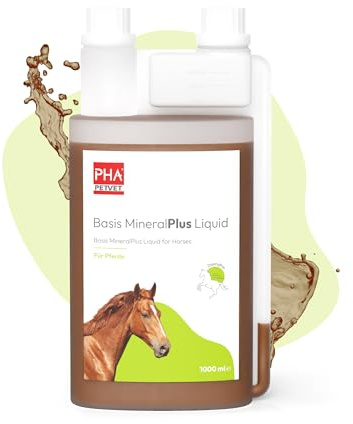 PHA Basis MineralPlus Liquid Pferd, Mineralstoffe & Vitamine | Aus Deutschland, Mineralfutter Pferd mit Mineralien, unterstützt Hufe, Muskeln & Immunsystem, für den täglichen Bedarf, 1 l