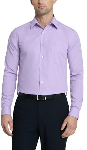 Van Heusen Dress Shirt Regular Fit Poplin Solid Chemise, Violet, 39.37 cm col/81.28/83.82 cm Manche (M) Homme