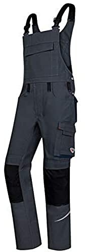 BP 1804-720-5332-48s Latzhose, Stretch-Hosenträger mit Clipbefestigungen, 305,00 g/m² Verstärkte Baumwolle, dunkelgrau/schwarz, 48s