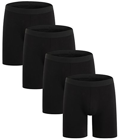ZLYC Mens Long Box Slip sous-vêtements en Coton, 3/4 Pack (Paquet de 4 Noir, XL)