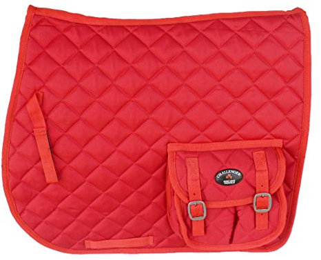 CHALLENGER 72116 Schabracke für Pferde, gesteppt, englisch, mit Taschen, Rot