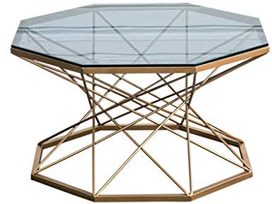 KUKU-table basse Table Basse en Verre de Fer forgé translucide octogonale, Plateau en Fer forgé de métier en métal Professionnel de Cuisson, approprié au Salon, Petit Appartement, hôtel